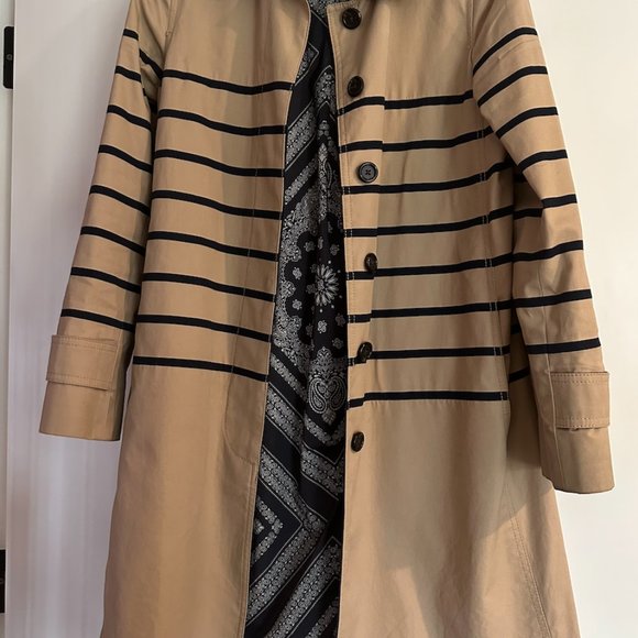 J Crew Collection stripe trench coat sz 2 - Picture 5 of 6